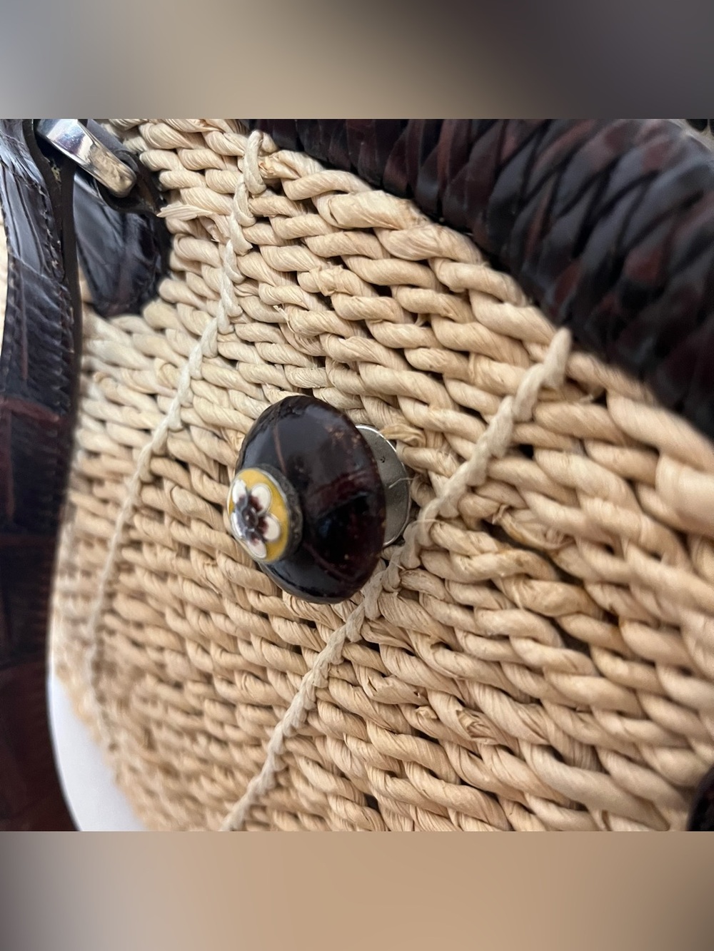 Brighton Natural Straw Tote with Dark Brown Trim - Picture 14 of 15
